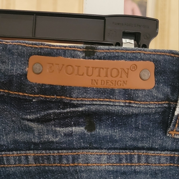 EVOLUTION IN DESIGN Distressed Paint Splatter Blue Jeans Size 20 - Picture 3 of 11